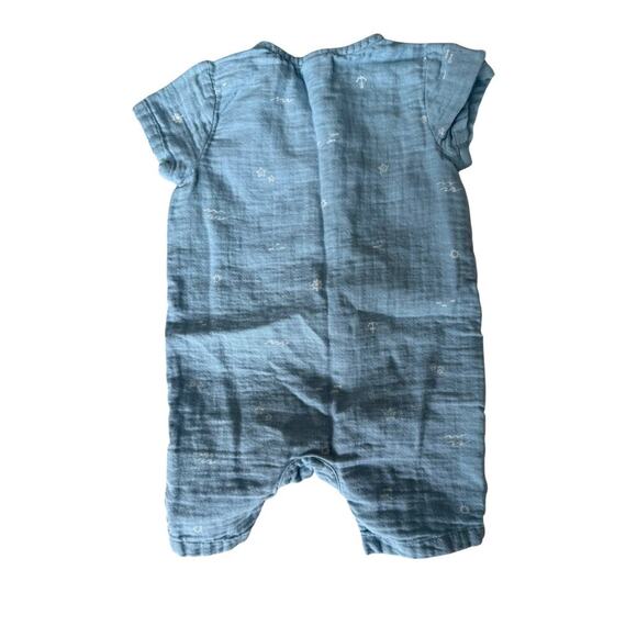 Nordstrom Baby Blue Henley Romper & Hat Set Size Newborn - Picture 5 of 8